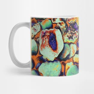 Magic pebbles on a cold beach: psychedelic edit of abstract nature photography Mug